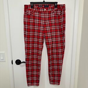 Charter Club Red, Black and White Bistrol Skinny Ankle Plaid Pants